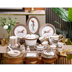 Terracotta Horse Gold Rim Dinnerware Set