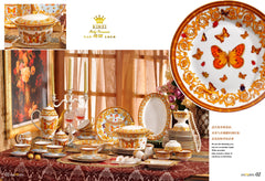Golden Butterfly Scroll Dinnerware Set