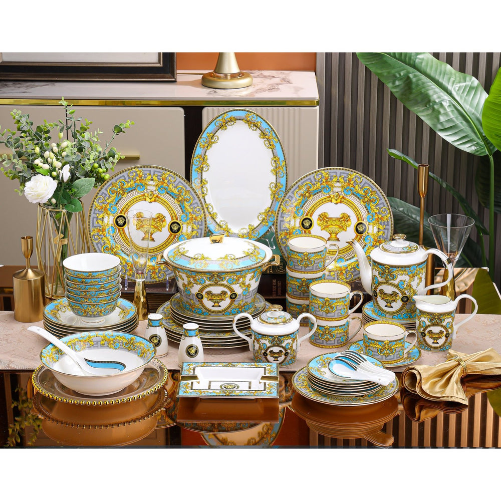 Sky Blue Baroque Trophy Dinnerware Set