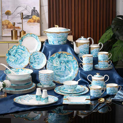 Ice Blue Peony Dinnerware Set