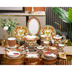 Red Gold Baroque Trophy Dinnerware Set