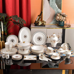 Ivory Greek Key Medallion Dinnerware Set