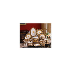 Brown Gold Royal Scroll Crest Dinnerware Set
