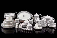 Silver Grey Column Medallion Dinnerware Set