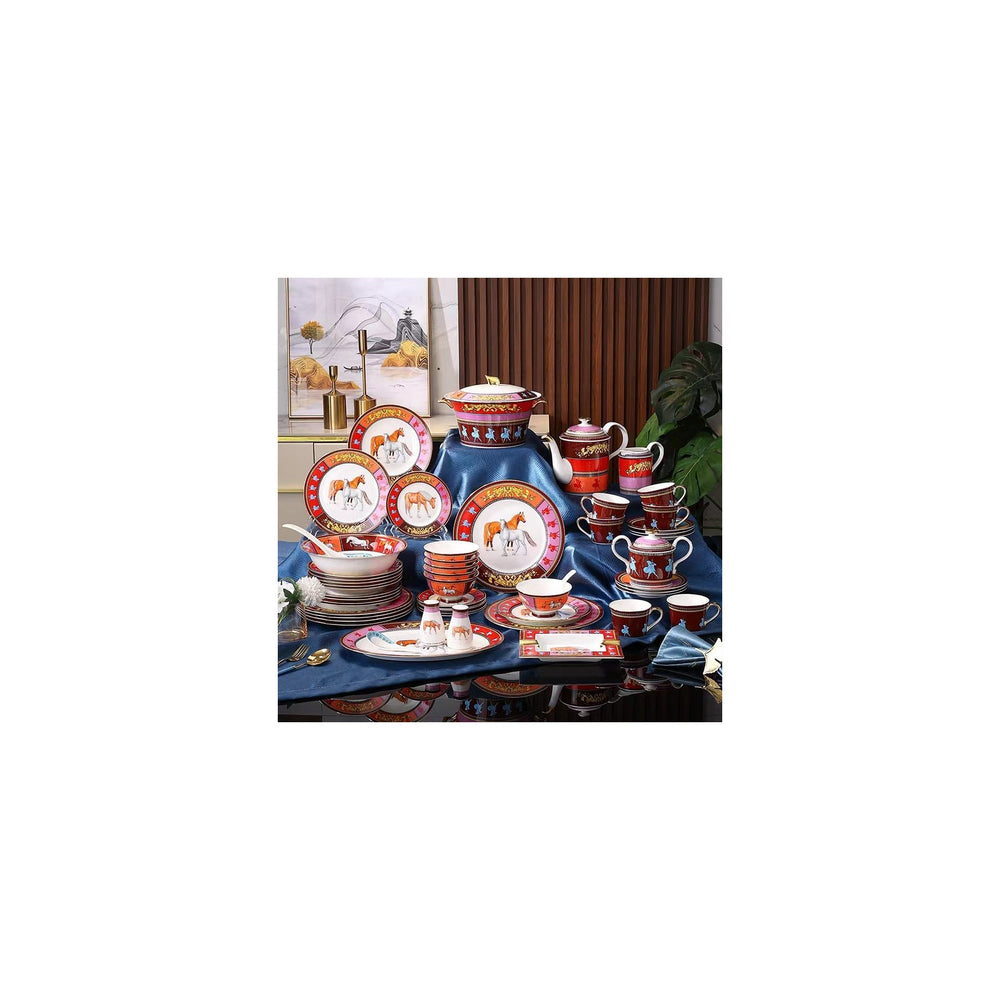 Crimson Equestrian Palace Dinnerware Set