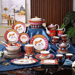Crimson Equestrian Palace Dinnerware Set