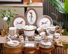 Terracotta Horse Gold Rim Dinnerware Set