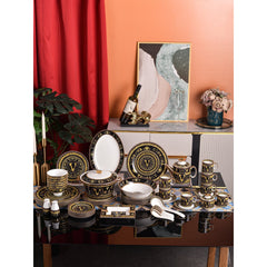 Black Gold Monogram Ring Dinnerware Set
