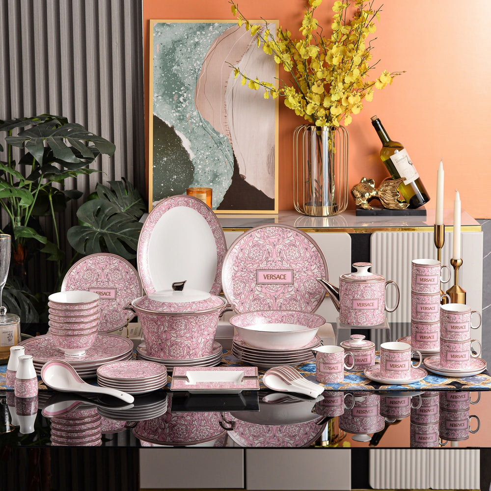 Pink Baroque Garland Dinnerware Set