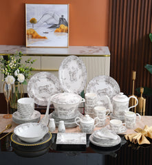 Silver Grey Forest Tiger Dinnerware Set
