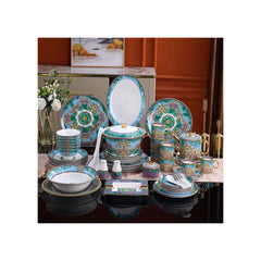 Emerald Palm Gold Rim Dinnerware Set