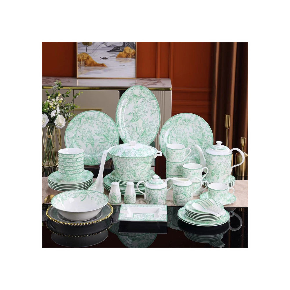 Mint Green Floral Toile Dinnerware Set