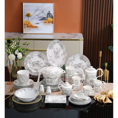 Silver Grey Forest Tiger Dinnerware Set