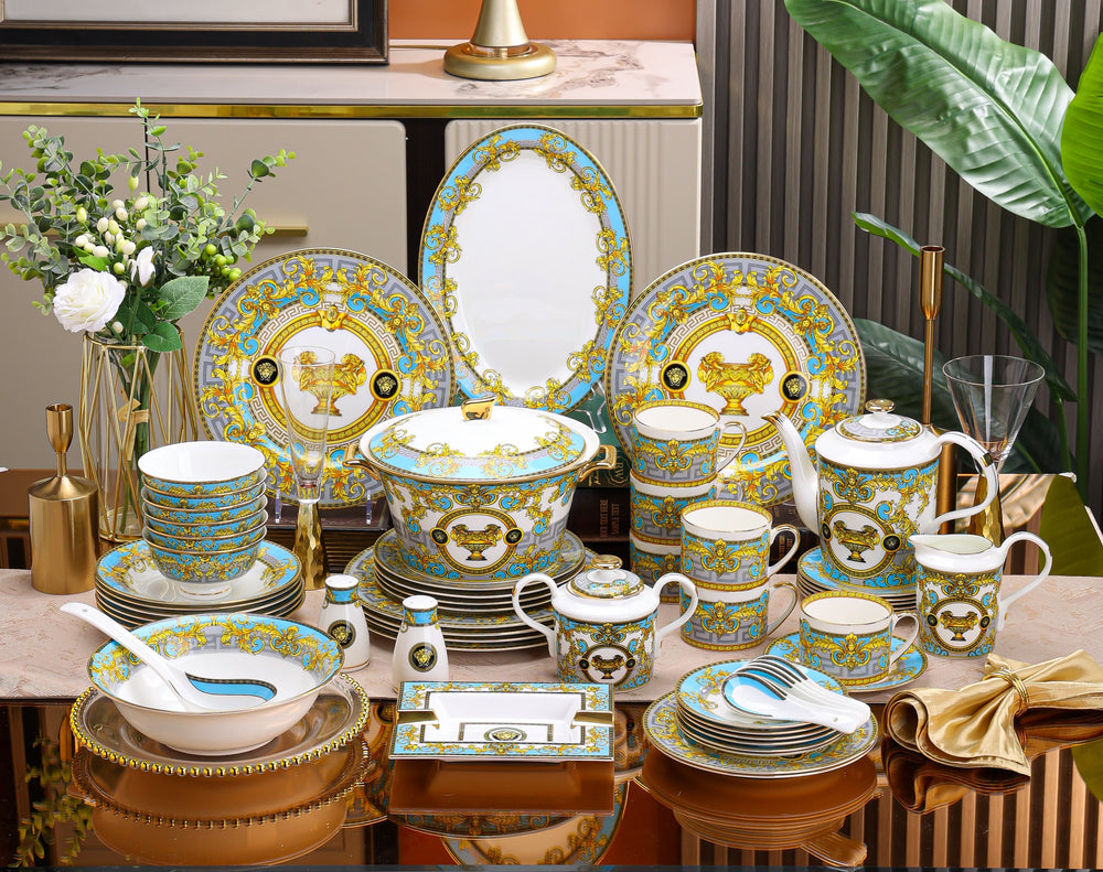 Sky Blue Baroque Trophy Dinnerware Set