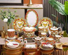Red Gold Baroque Trophy Dinnerware Set