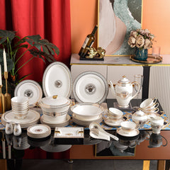 Ivory Greek Key Medallion Dinnerware Set