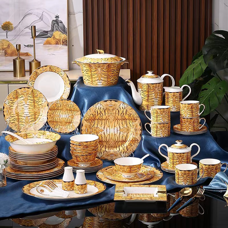 Amber Tiger Stripe Dinnerware Set