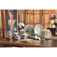 Blue Brown Leopard Baroque Dinnerware Set