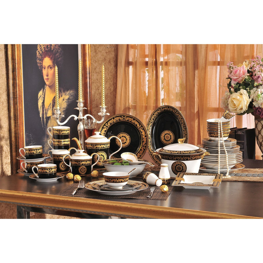 Black Gold Baroque Garland Dinnerware Set