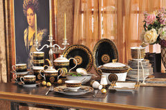 Black Gold Baroque Garland Dinnerware Set