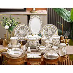 White Gold Crest Medallion Dinnerware Set