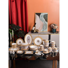 Ivory Gold Geometric Monogram Dinnerware Set