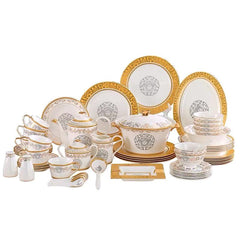 Ivory Gold Filigree Medallion Dinnerware Set
