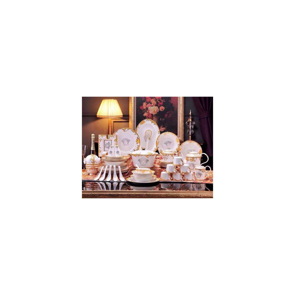 Ivory Gold Acanthus Medallion Dinnerware Set