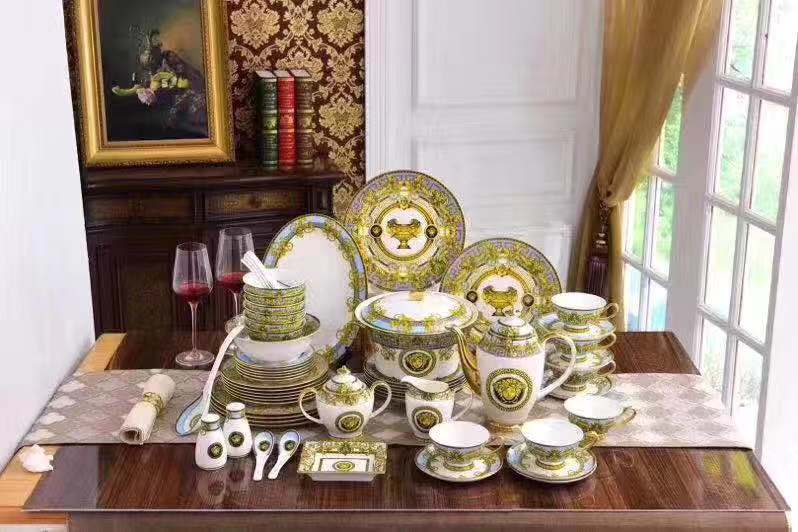 Olive Gold Baroque Trophy Dinnerware Set