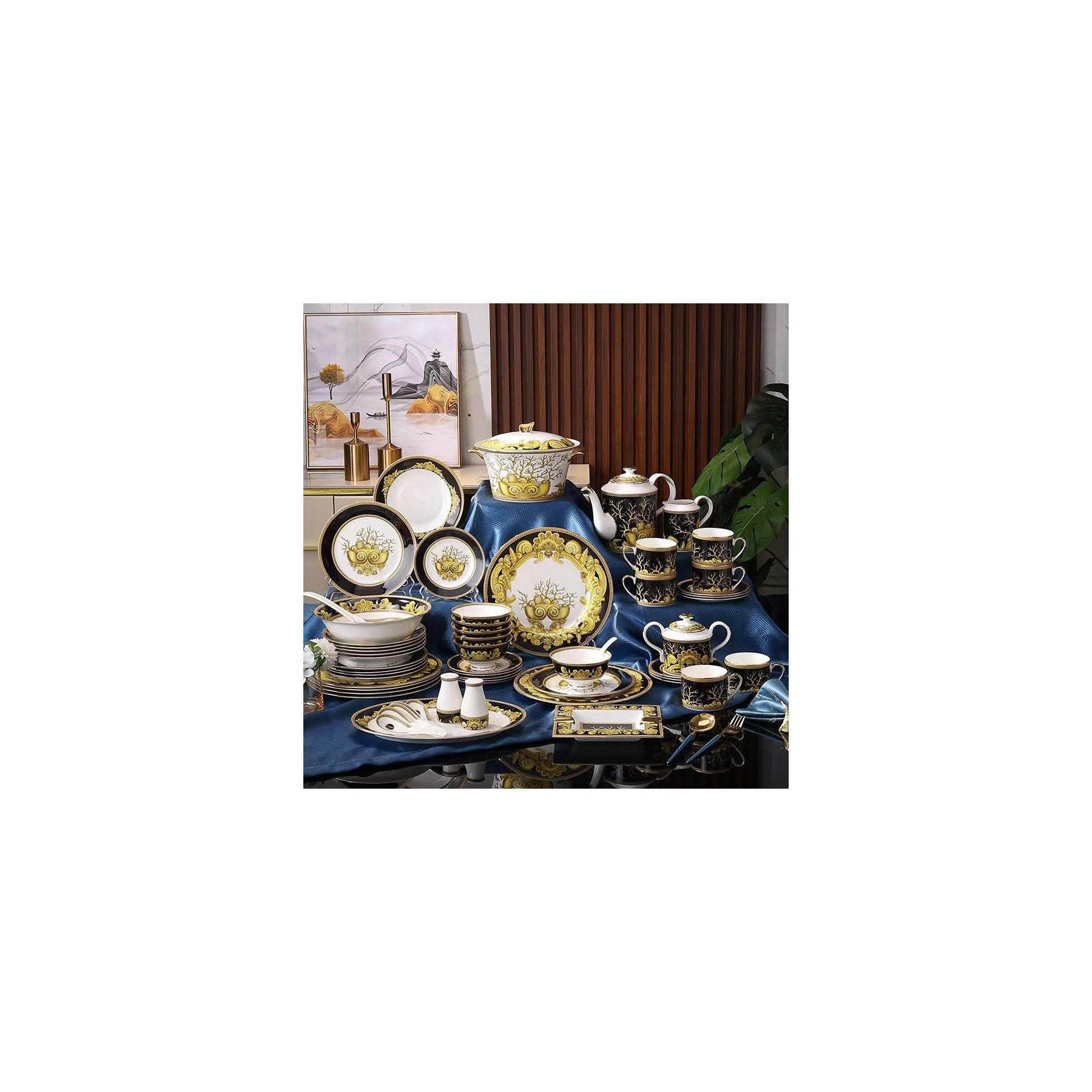Black Gold Classical Branch Dinnerware Set