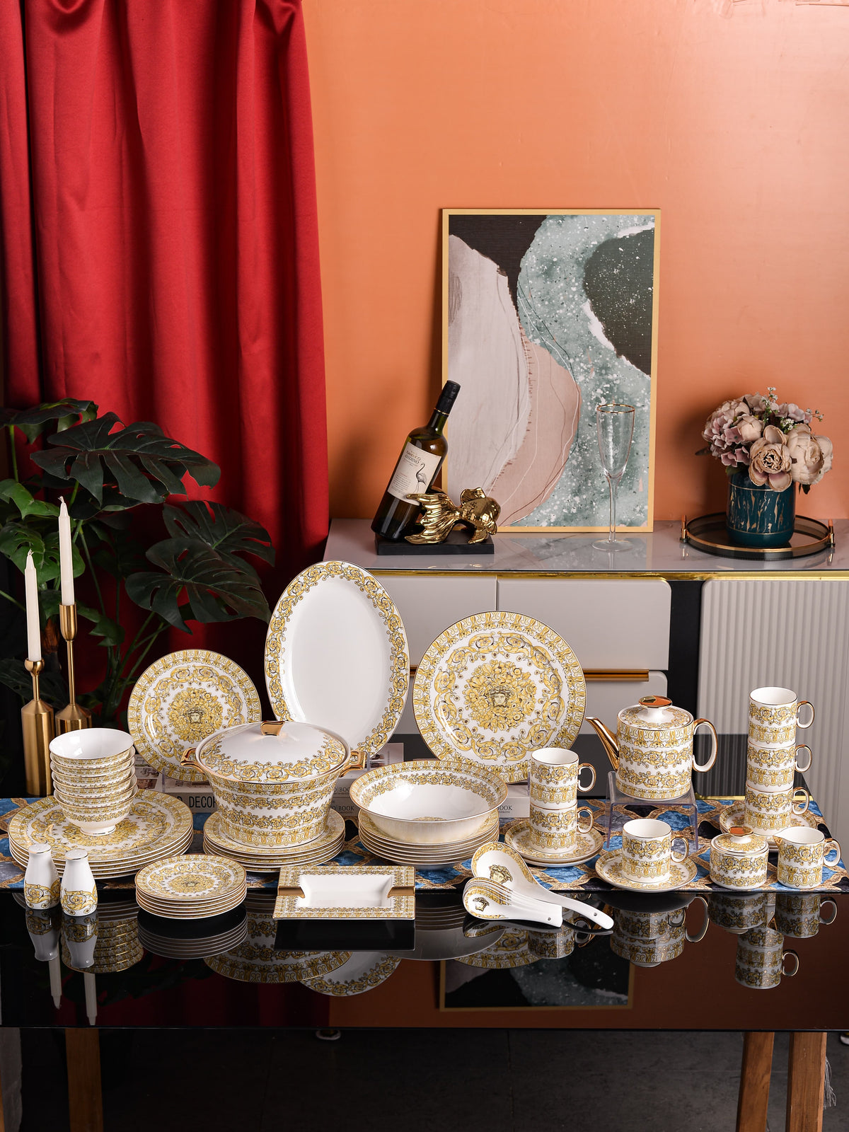 Golden Crown Garland Medallion Dinnerware Set