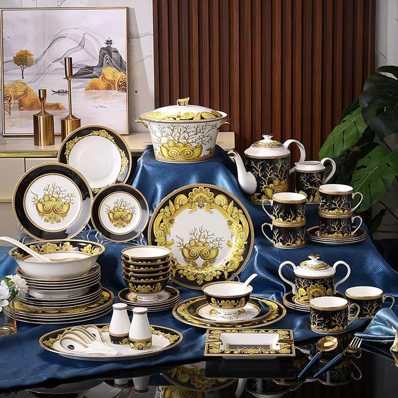 Black Gold Classical Branch Dinnerware Set