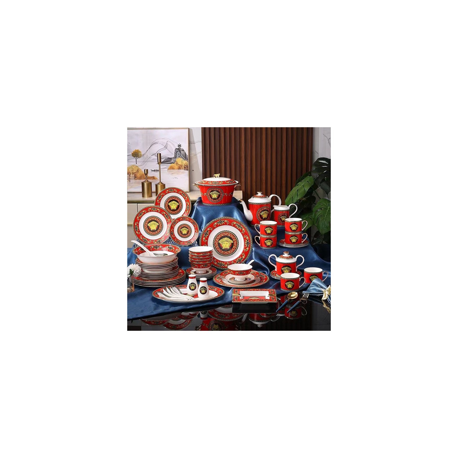 Red Gold Medallion Dinnerware Set