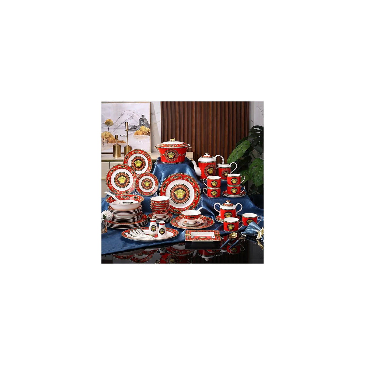 Red Gold Medallion Dinnerware Set