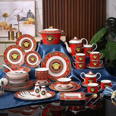 Red Gold Medallion Dinnerware Set