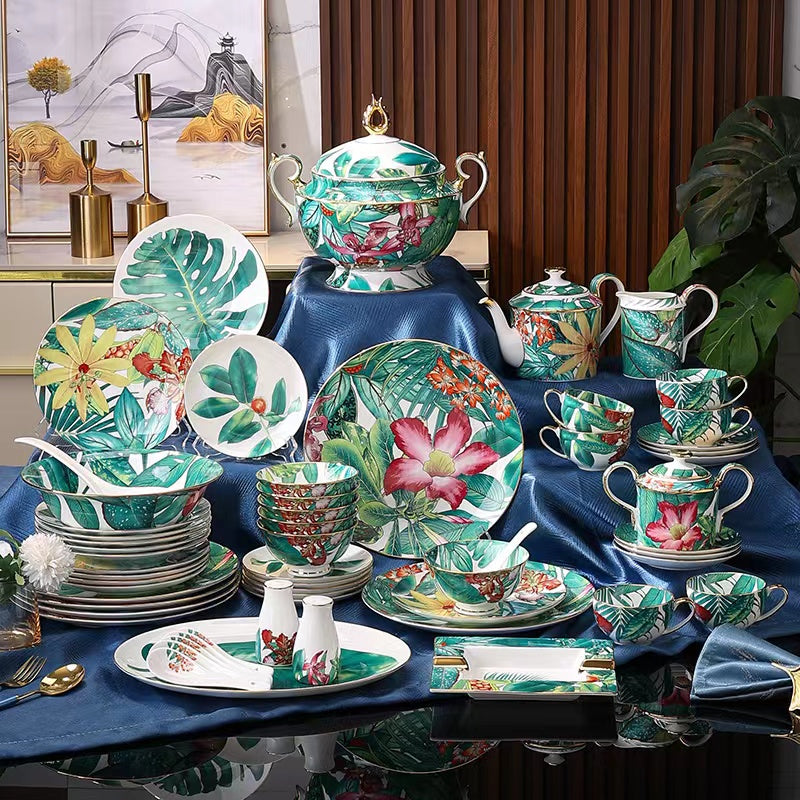 Tropical Rainforest Floral Dinnerware Set