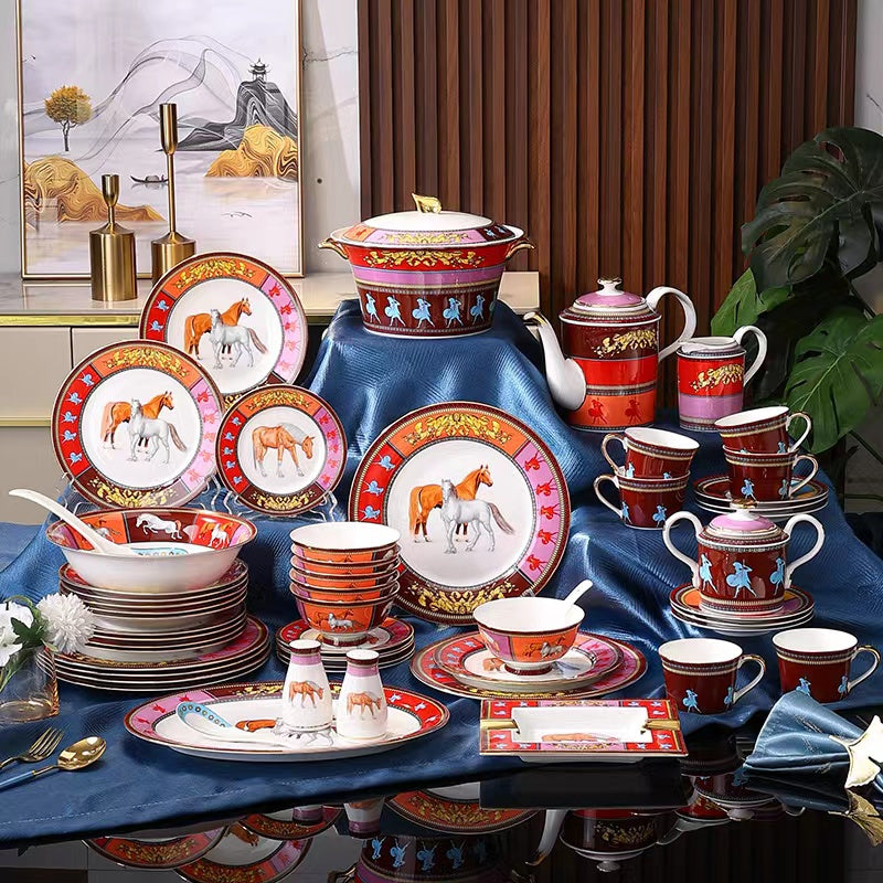 Crimson Equestrian Palace Dinnerware Set