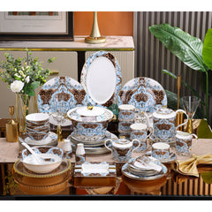 Blue Brown Leopard Baroque Dinnerware Set