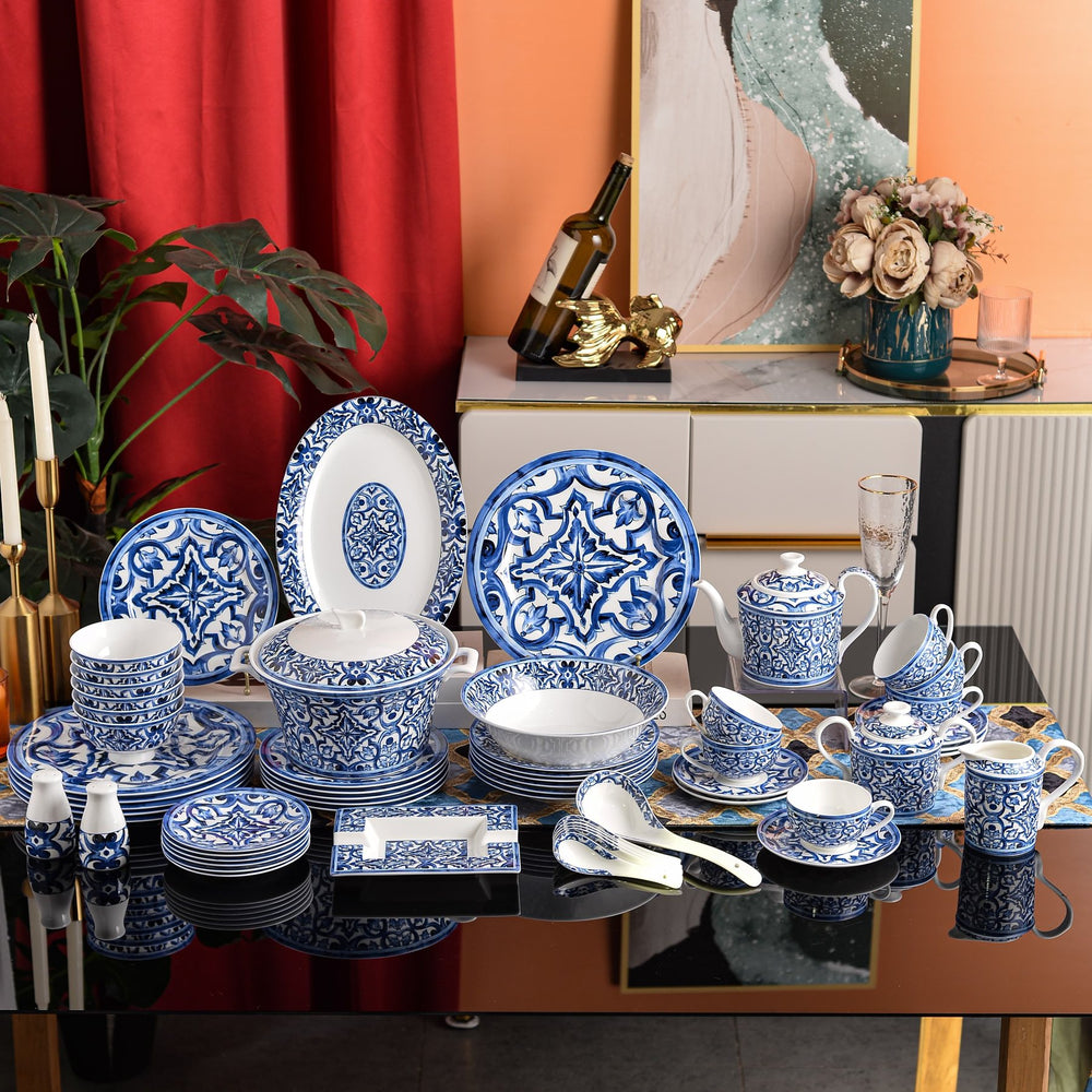 Indigo Tile Pattern Dinnerware Set