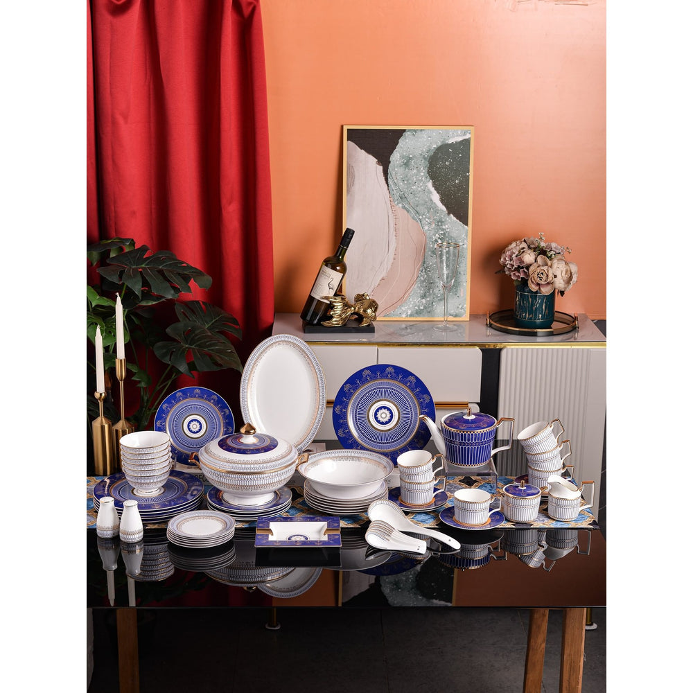 Royal Blue Gold Radial Dinnerware Set