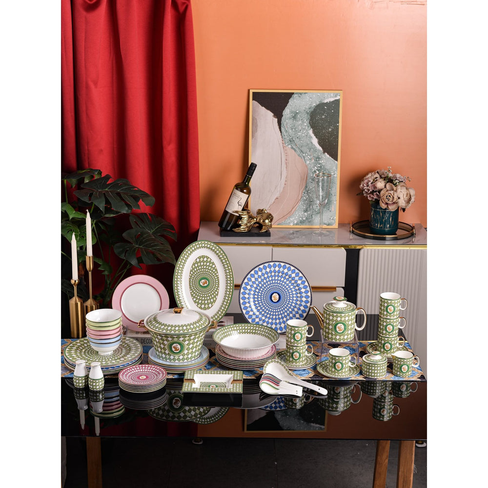 Multicolor Geometric Medallion Dinnerware Set