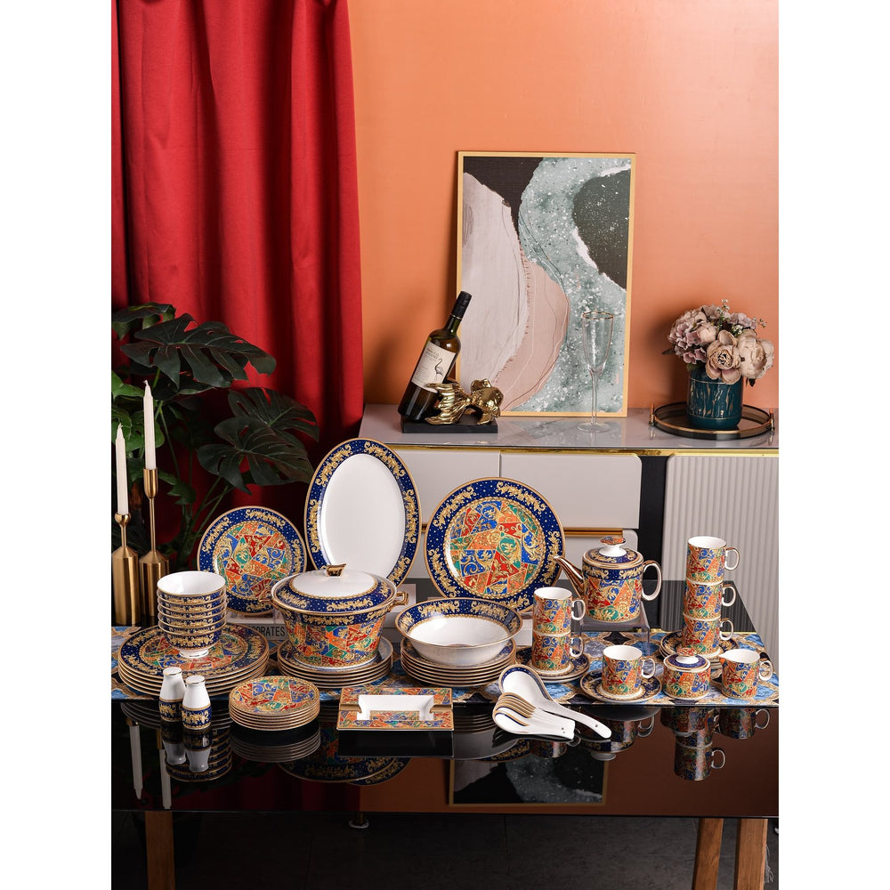 Royal Blue Colorful Mosaic Dinnerware Set